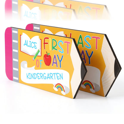 First Day Last School Sign Pencil Shaped Double-Sided Reusable - angle