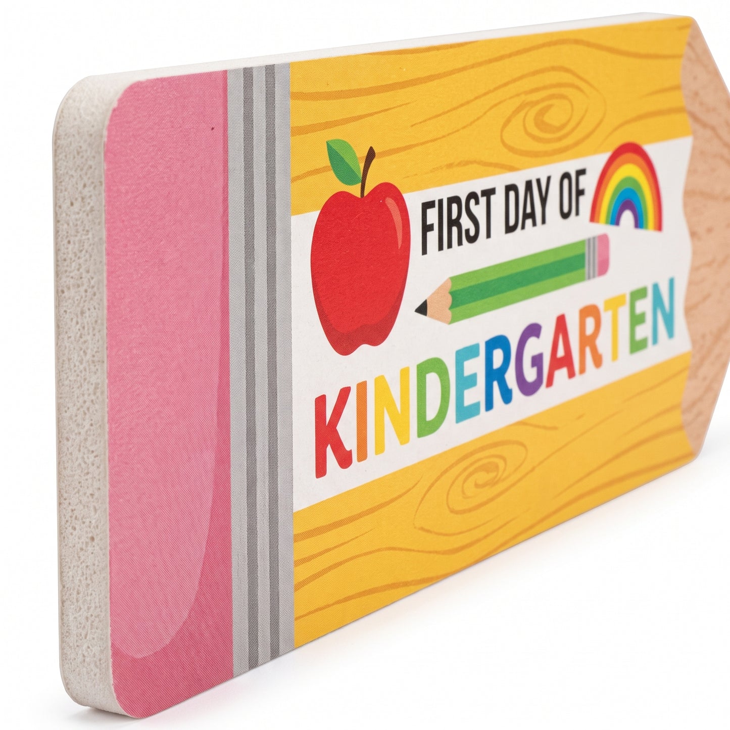 First Day Last School Sign Pencil Shaped Double-Sided Reusable - detail