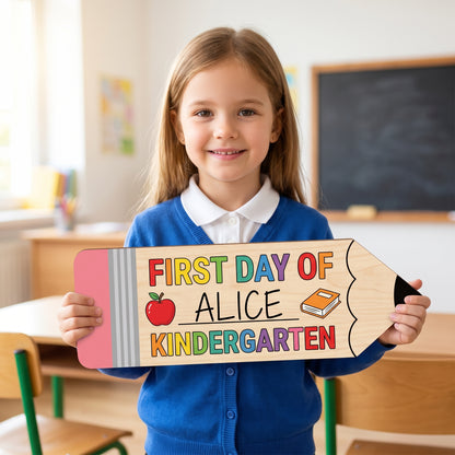 First Day Last School Sign Pencil Shaped Double-Sided Reusable - hero