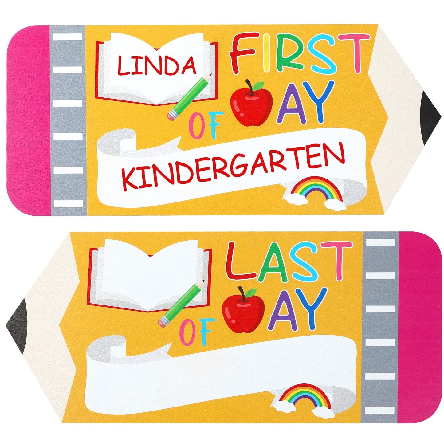 First Day Last School Sign Pencil Shaped Double-Sided Reusable - Image 3