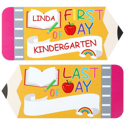 First Day Last School Sign Pencil Shaped Double-Sided Reusable - Image 3