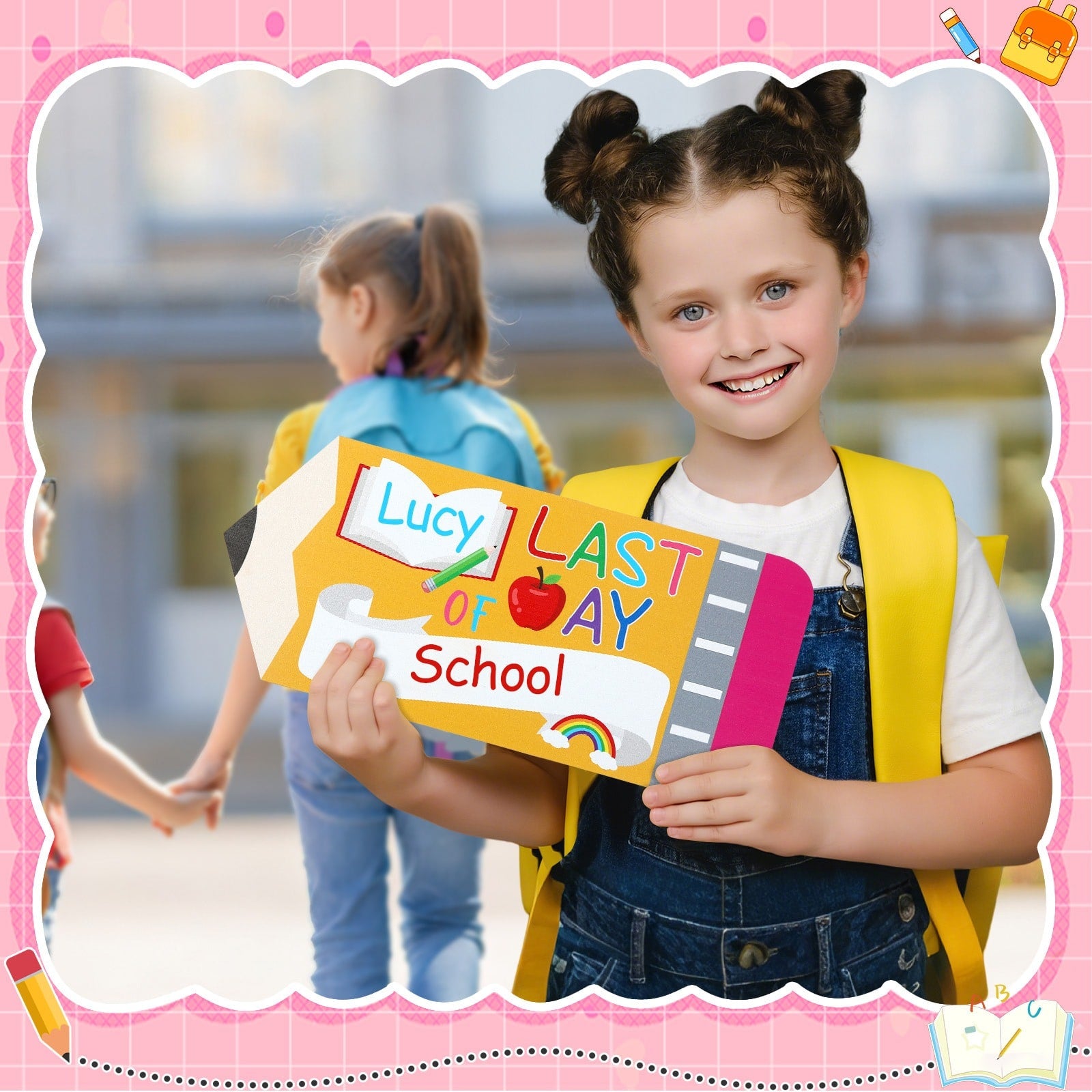 First Day Last School Sign Pencil Shaped Double-Sided Reusable - Image 4