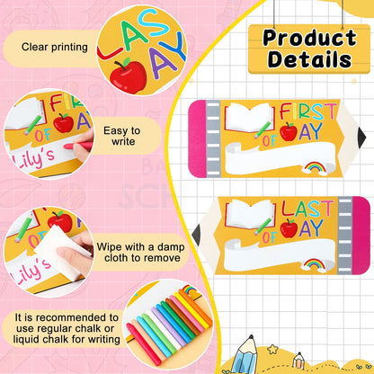 First Day Last School Sign Pencil Shaped Double-Sided Reusable - Image 5