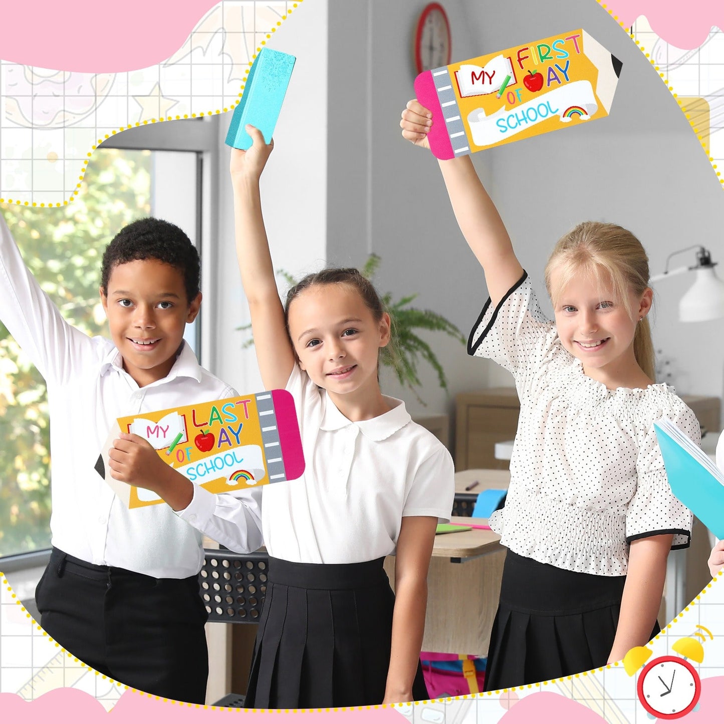 First Day Last School Sign Pencil Shaped Double-Sided Reusable - Image 6