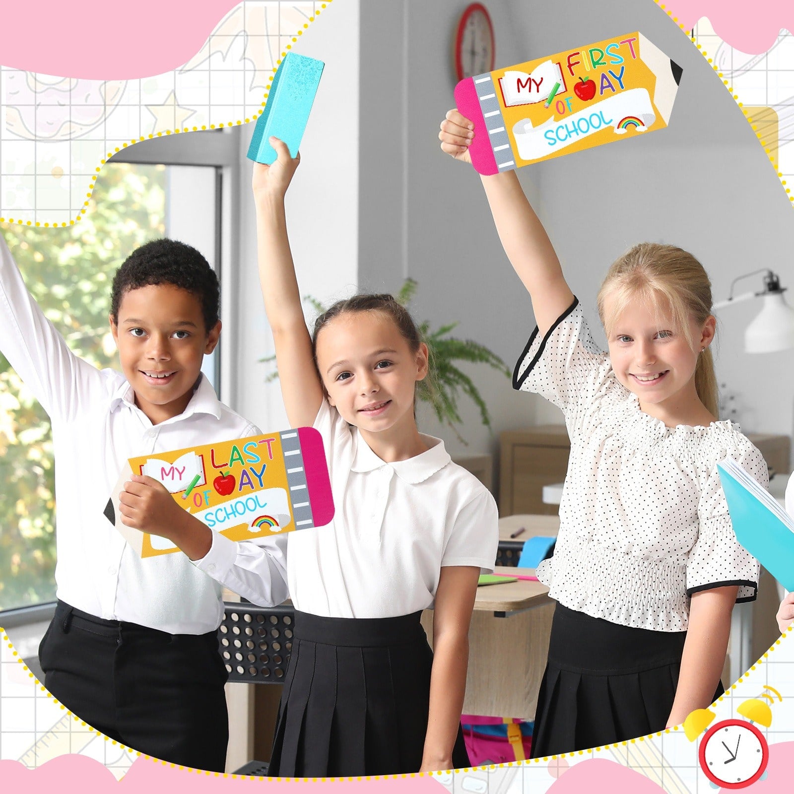 First Day Last School Sign Pencil Shaped Double-Sided Reusable - Image 6