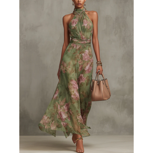 Floral Maxi Dress Summer Wedding Guest Flowy - Image 1