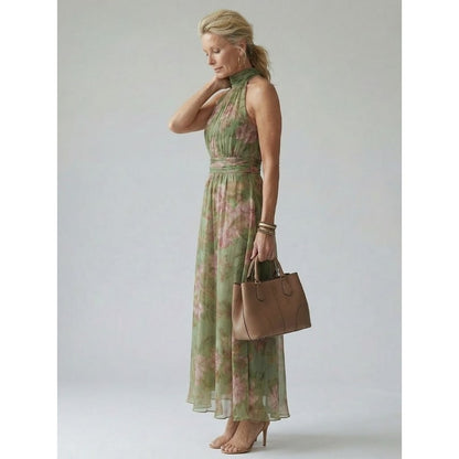 Floral Midi Dress Floral Dress Halter Dress Women's Midi Dress Halter - Image 3