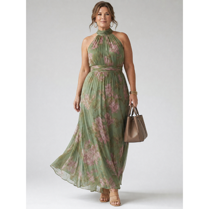 Floral Midi Dress Floral Dress Halter Dress Women's Midi Dress Halter - Image 6