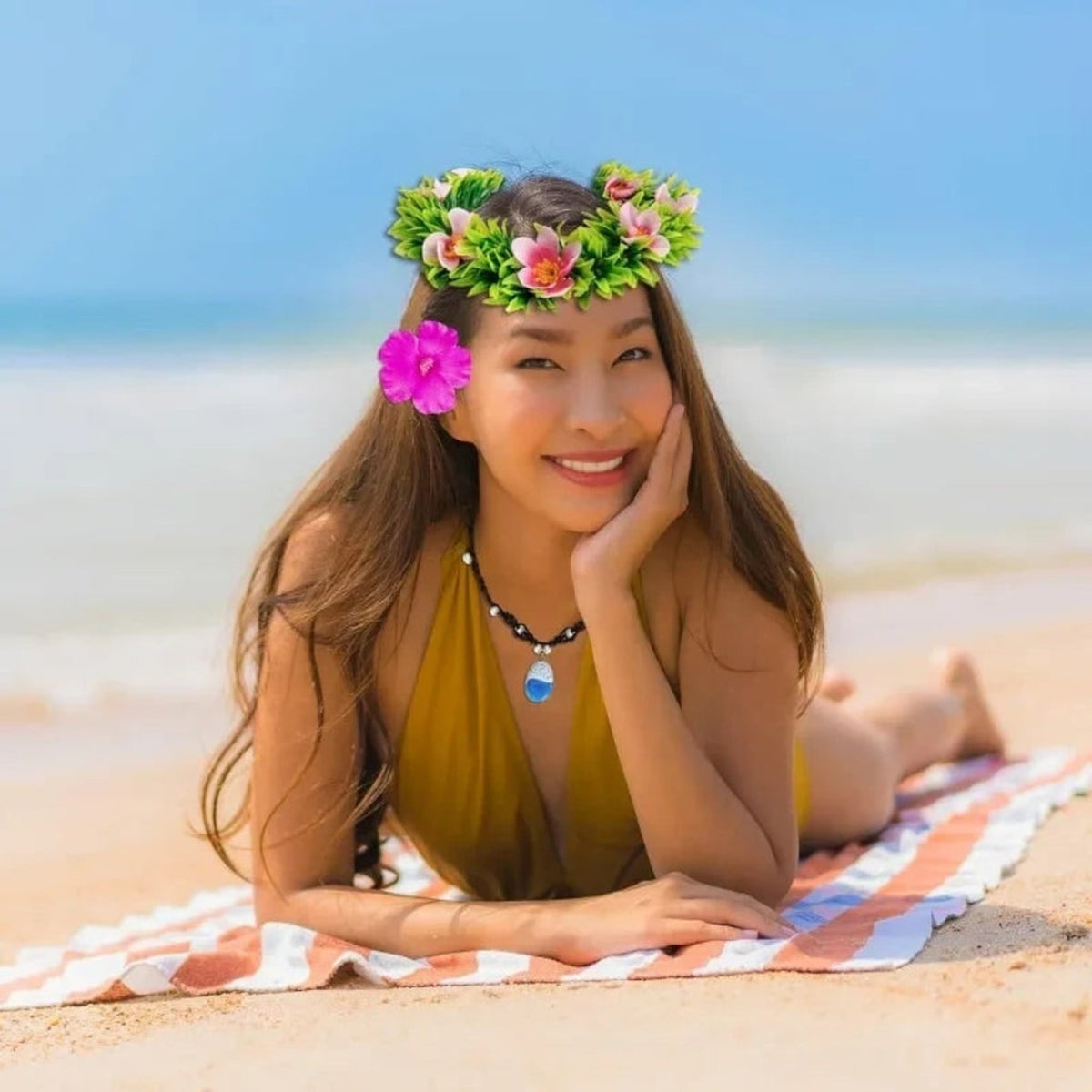 Flower Crown Necklace Set Halloween Costume Accessories And Instant Tropical Transformation - Image 4