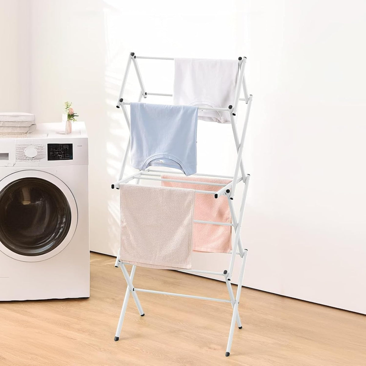 Foldable Clothes Drying Rack With 3-Tier Collapsible Design For Indoor And Outdoor Use - Image 2