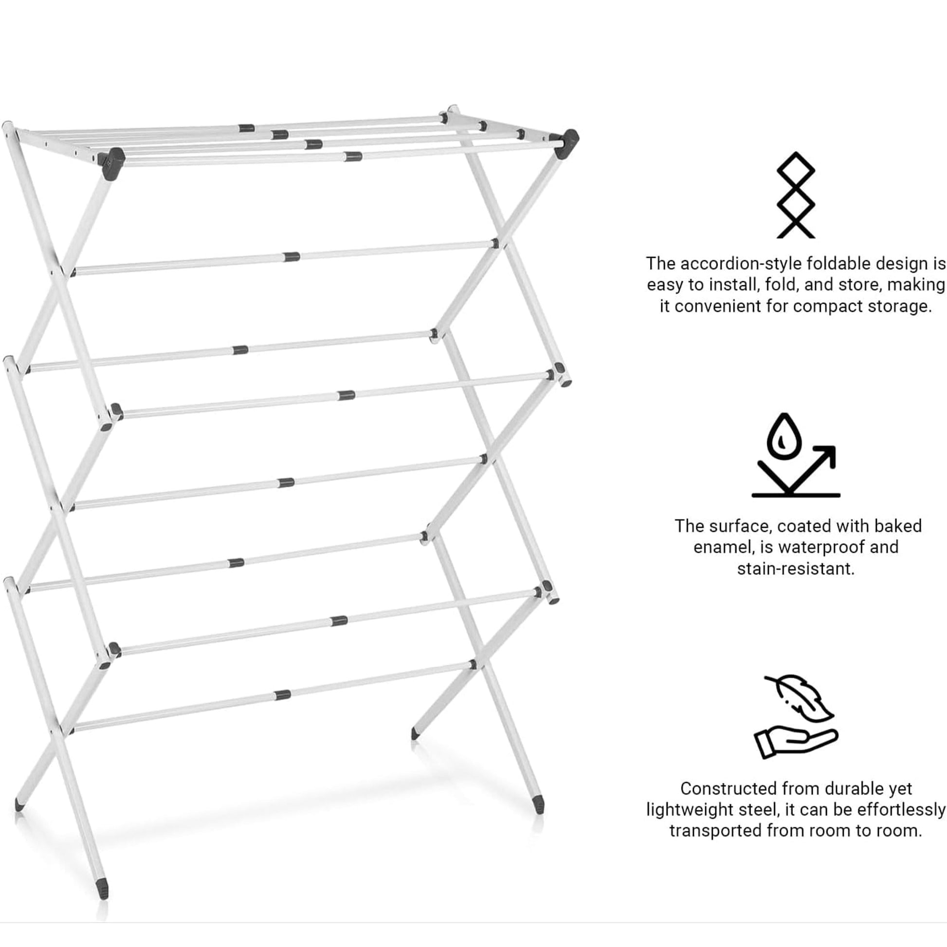 Foldable Clothes Drying Rack With 3-Tier Collapsible Design For Indoor And Outdoor Use - Image 4