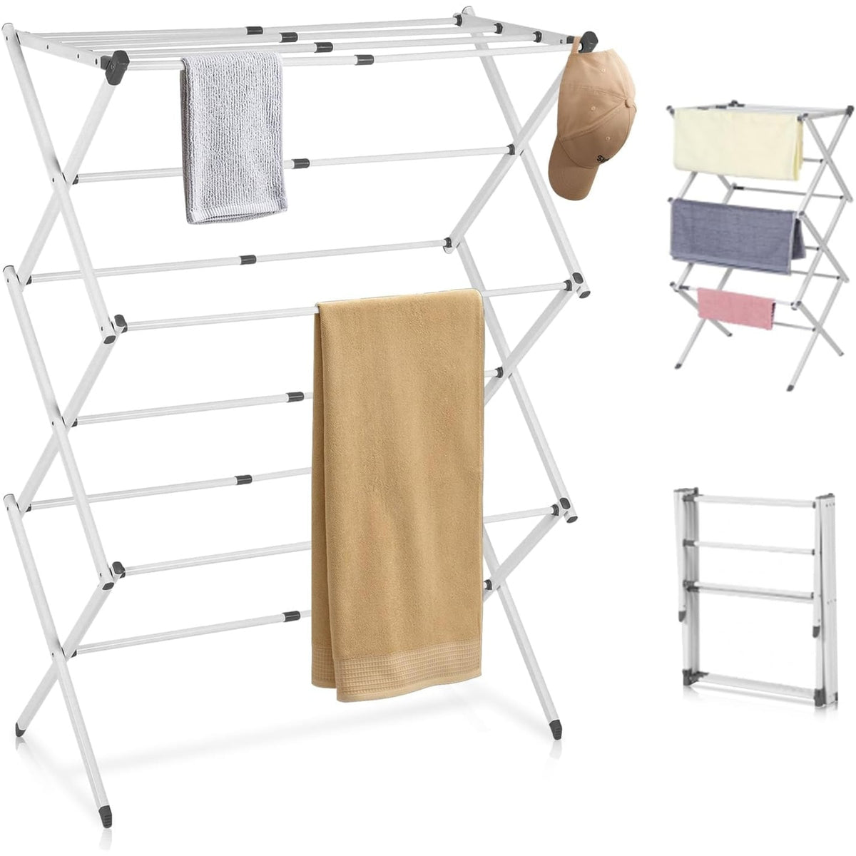 Foldable Clothes Drying Rack With 3-Tier Collapsible Design For Indoor And Outdoor Use - Image 1