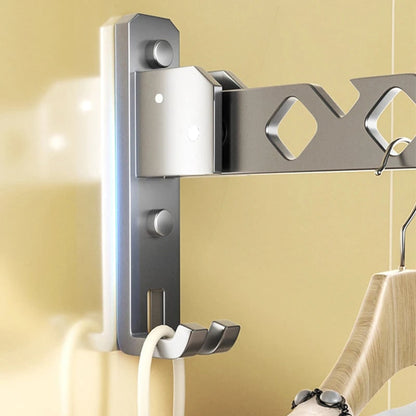 Folding Clothes Rack Wall Mounted Drying Foldable Arm With Multiple Hanging Slots And Hook - Image 8