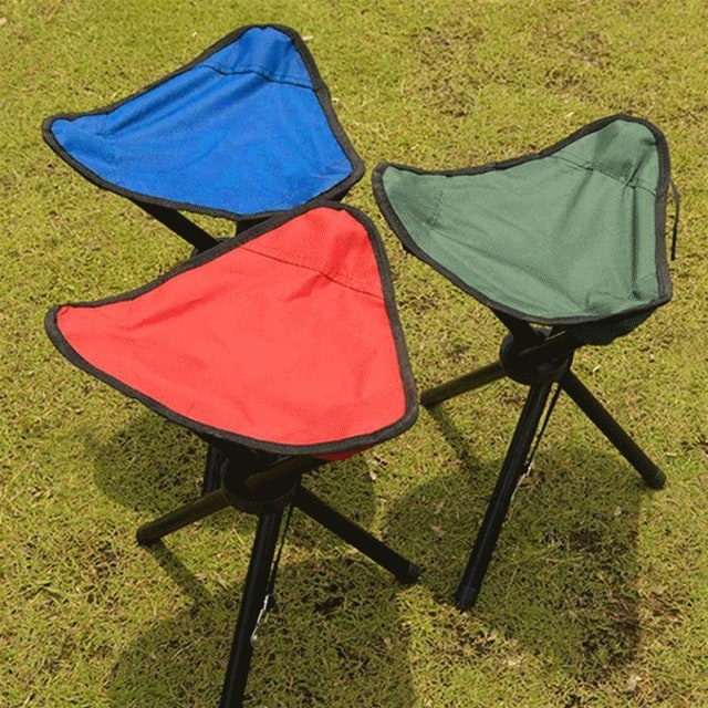 Folding Tripod Stool Collapsible Portable Camping Triangular Fabric Seat - Image 2