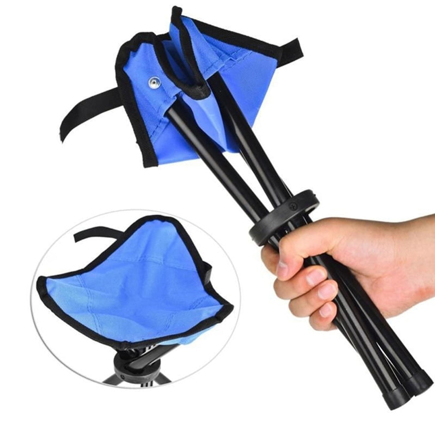 Folding Tripod Stool Collapsible Portable Camping Triangular Fabric Seat - Image 5