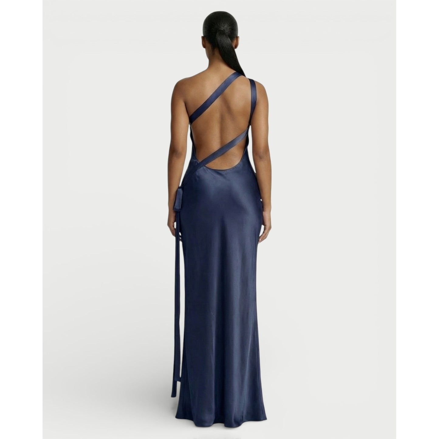 Formal Evening Maxi Dress with One-Shoulder and Open-Back - Image 7