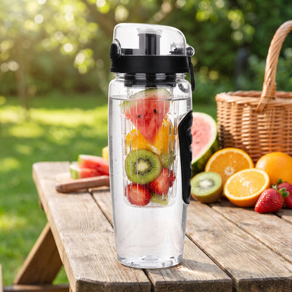 Water Bottle Fruit Infuser Clear Leakproof Design Flip-Top Lid - Image 8