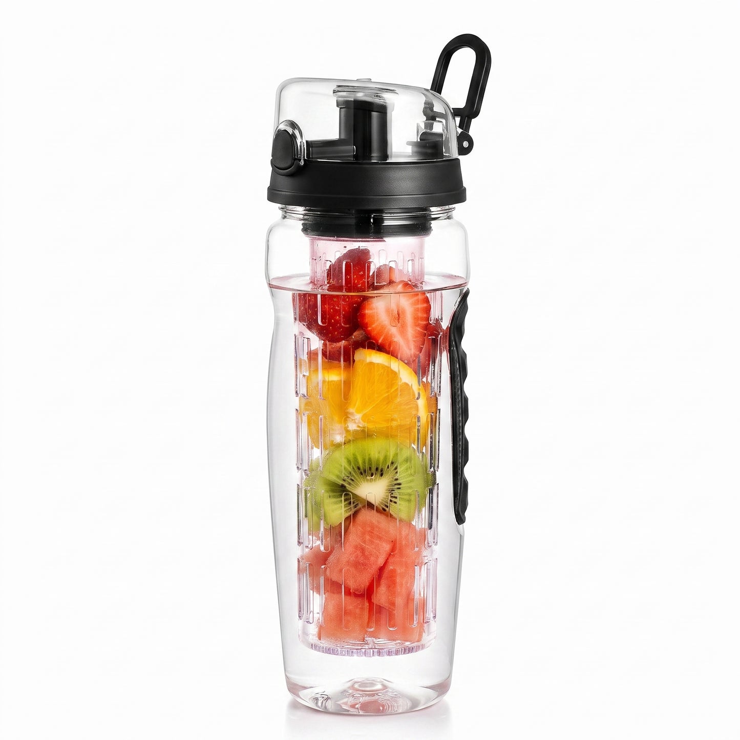 Water Bottle Fruit Infuser Clear Leakproof Design Flip-Top Lid - studio
