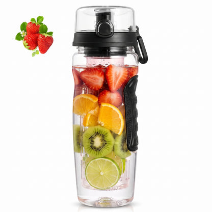 Water Bottle Fruit Infuser Clear Leakproof Design Flip-Top Lid - studio