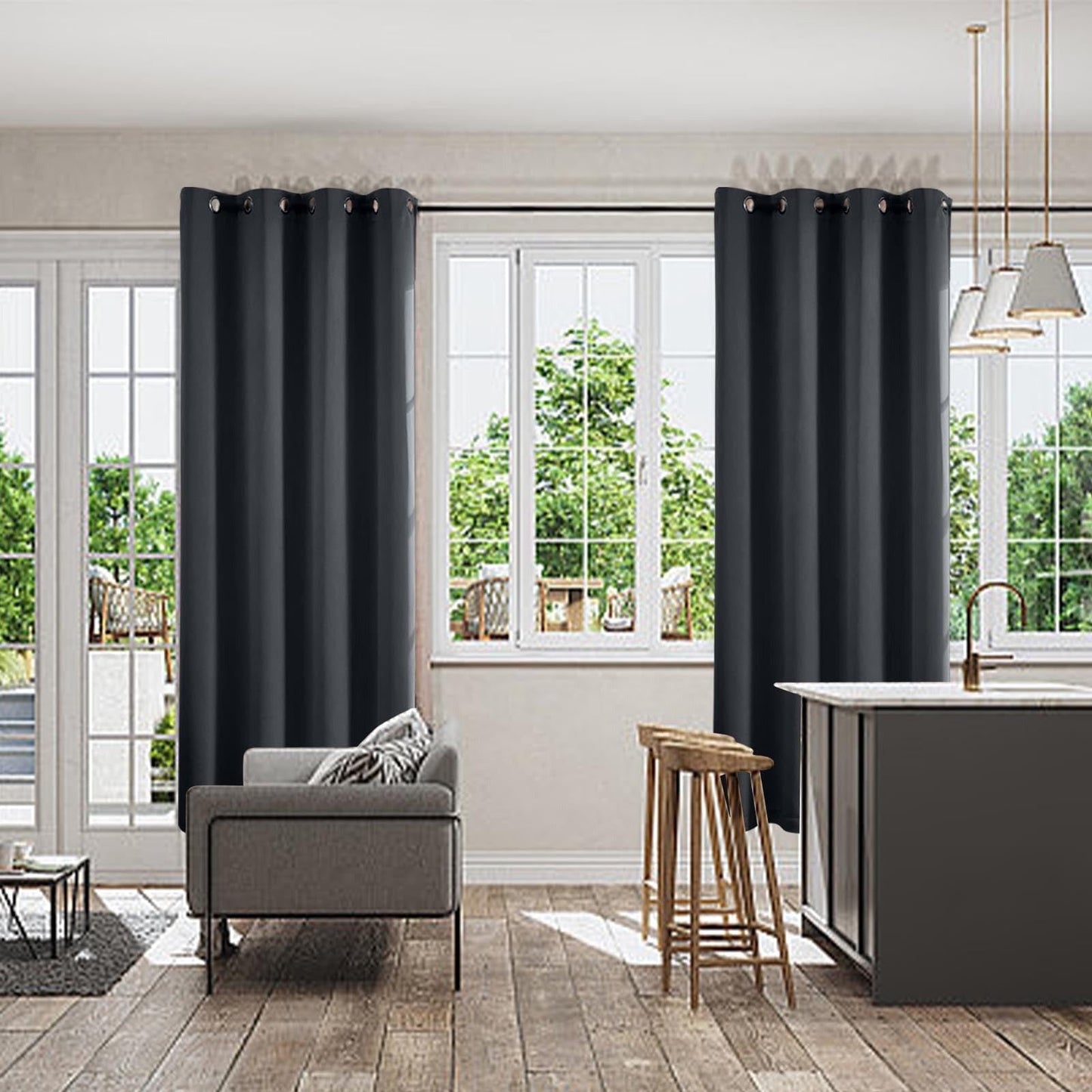Full Blackout Thermal Curtains Insulated Grommet Panels For Noise Reduction And Light Blocking - Image 3