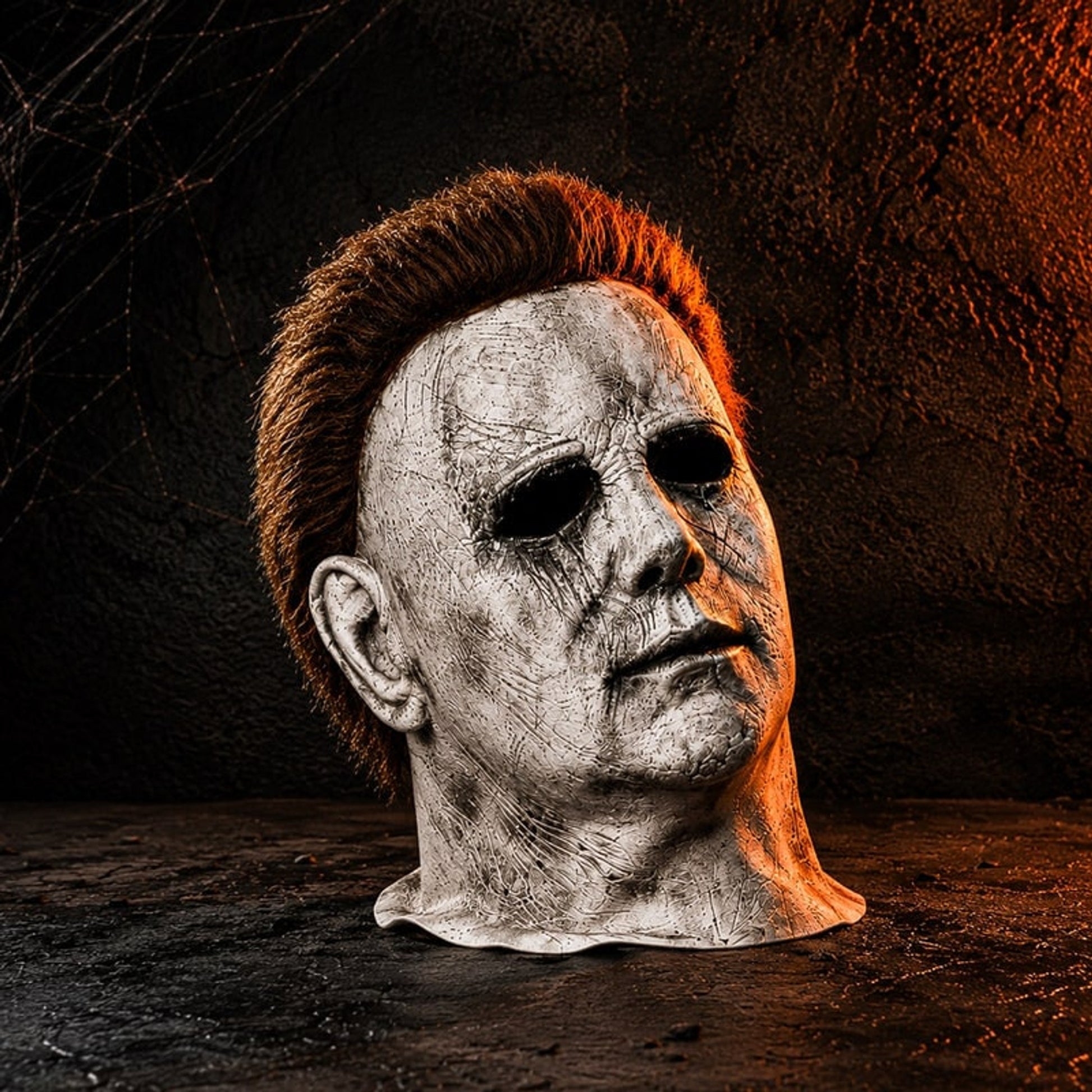 Full Face Mask Halloween Costume Horror Character Design Brown Hair White - Image 3