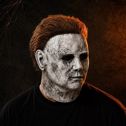 Full Face Mask Halloween Costume Horror Character Design Brown Hair White - Image 4