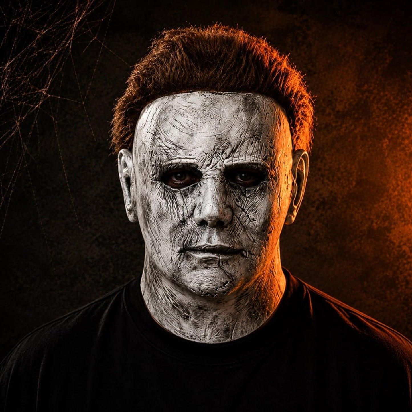 Full Face Mask Halloween Costume Horror Character Design Brown Hair White - Image 2