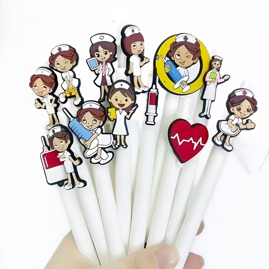 Gel Pens Medical Themed Cute Nurse Doctor Silicone Toppers - Image 1