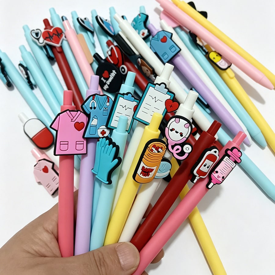 Gel Pens Medical Themed Cute Nurse Doctor Silicone Toppers - Image 2