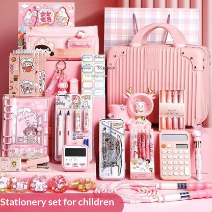 Gift Pink School Supplies Cute Cartoon Childrens Stationery Set - Image 2
