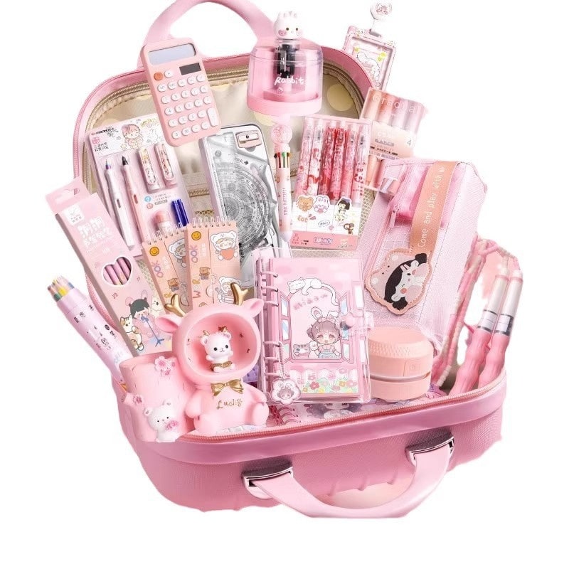 Gift Pink School Supplies Cute Cartoon Childrens Stationery Set - Image 4