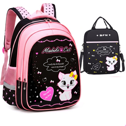 Kids Backpack Black Print Bag Cat Design - Image 5