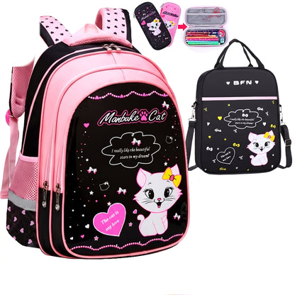 Kids Backpack Black Print Bag Cat Design - Image 6