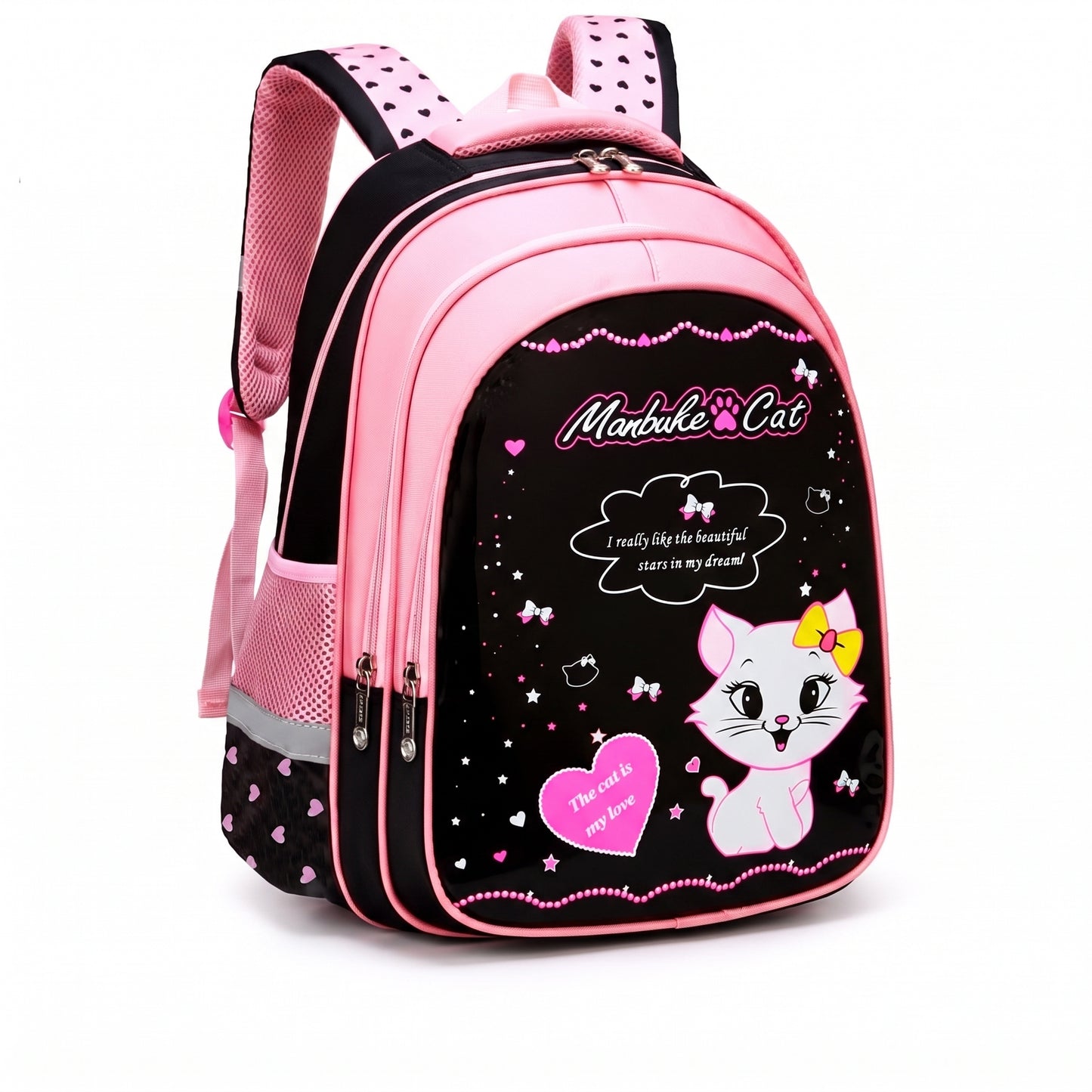 Kids Backpack Black Print Bag Cat Design - Image 16