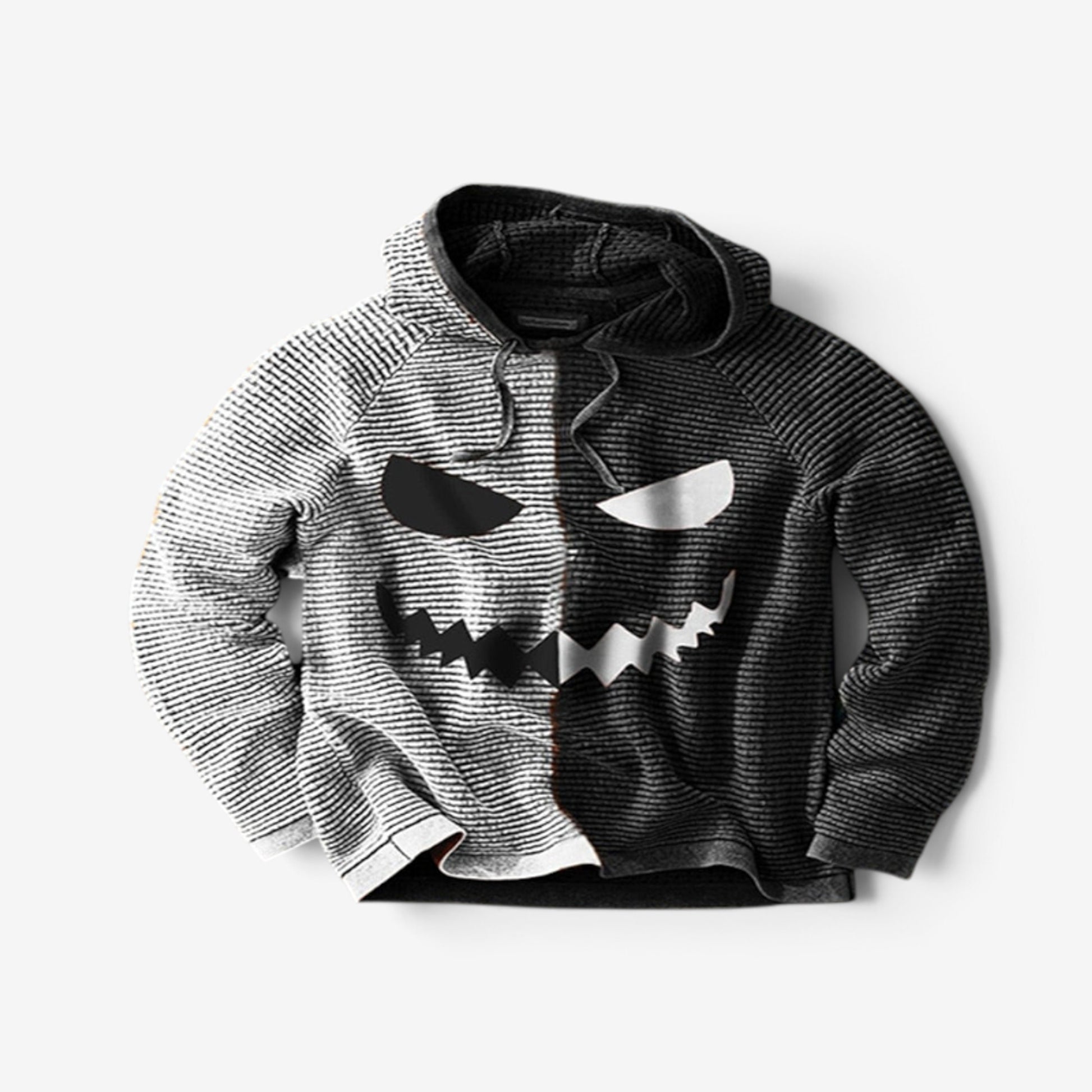 Graphic Hoodie Halloween Themed Pullover Split Design Hooded Sweatshirt - Image 3