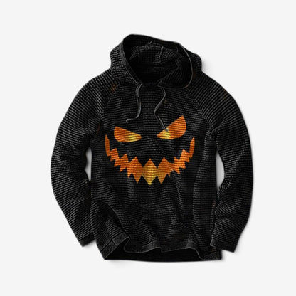 Graphic Hoodie Halloween Themed Pullover Split Design Hooded Sweatshirt - Image 4