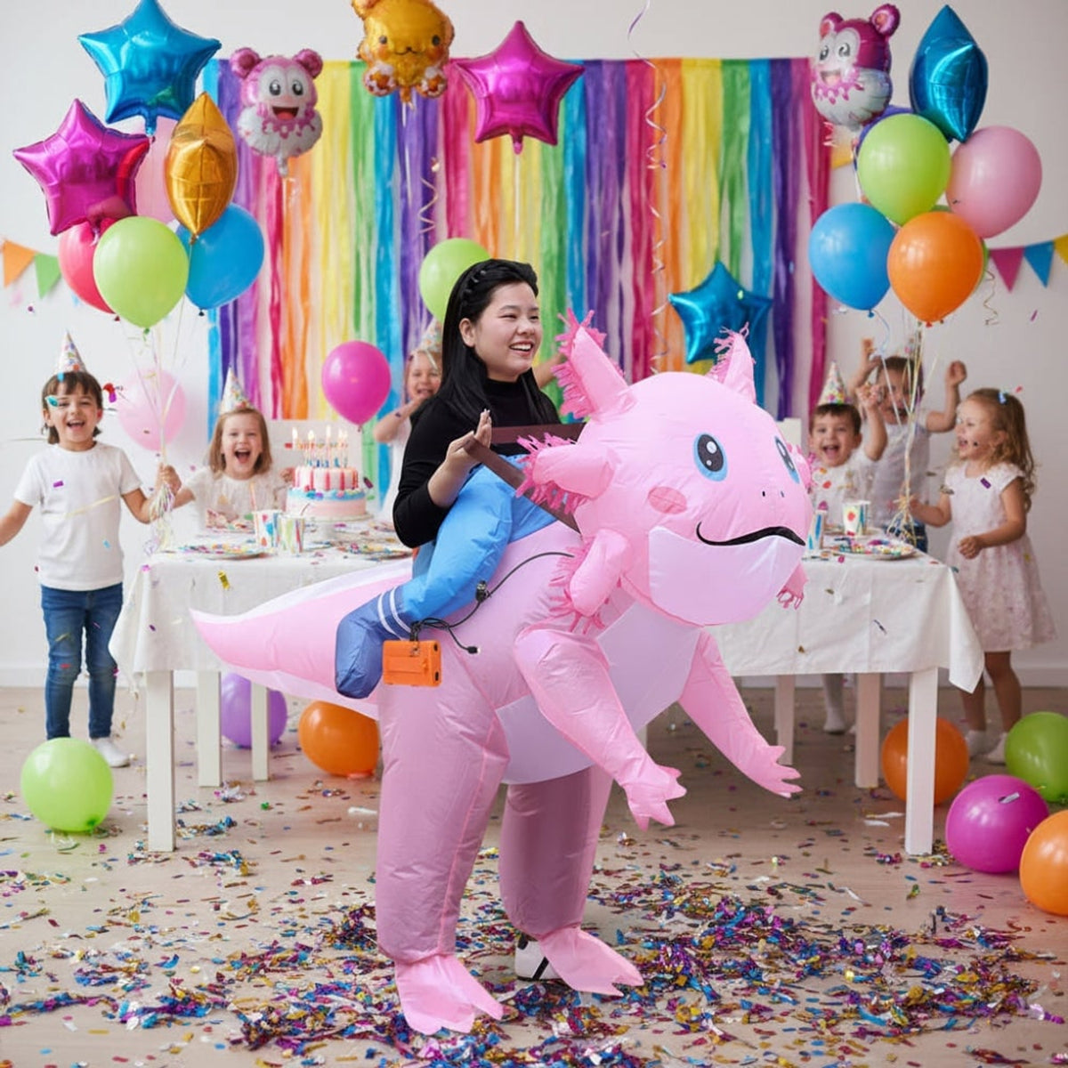 Halloween Costume Inflatable Axolotl Suit With Design And Battery-Operated Fan - Image 2