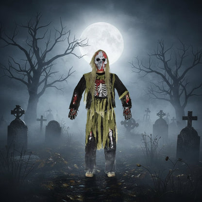 Halloween Costume Kids' Zombie Skeleton With Skull Mask And Gloves Three-Piece Set - Image 2