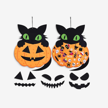 Halloween Craft Kit Diy Felt Cat Pumpkin Hanging Decoration 75 Pieces Kids - Image 1
