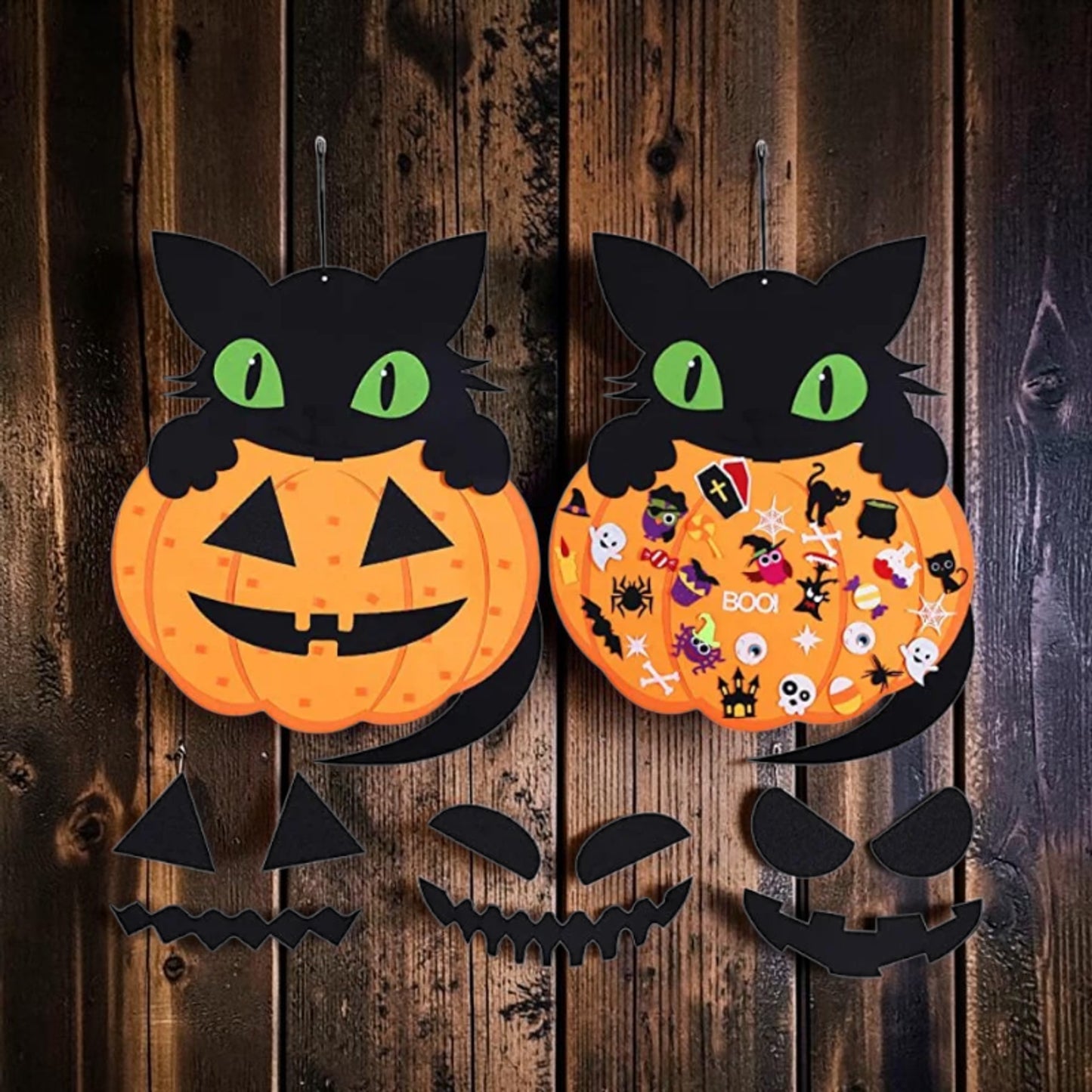 Halloween Craft Kit Diy Felt Cat Pumpkin Hanging Decoration 75 Pieces Kids - Image 4