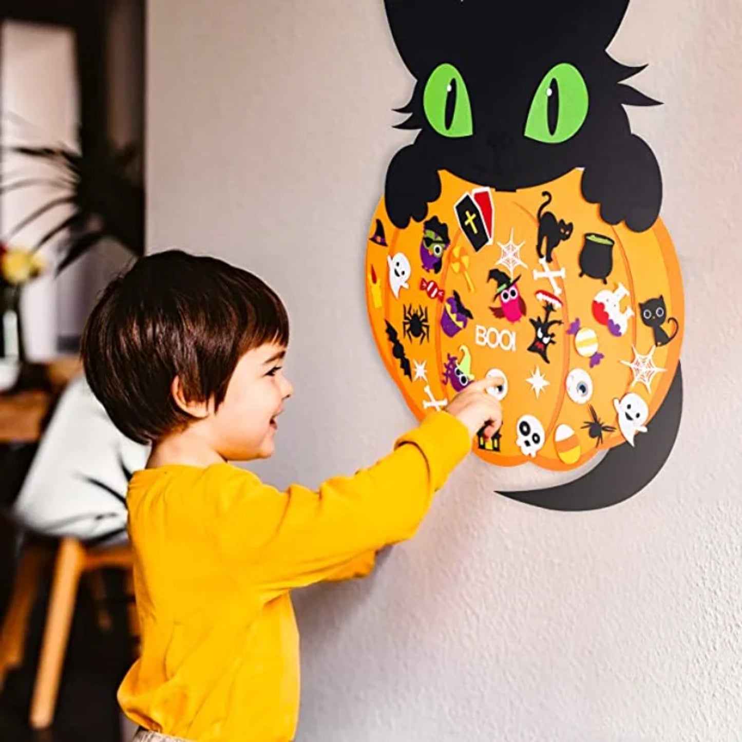 Halloween Craft Kit Diy Felt Cat Pumpkin Hanging Decoration 75 Pieces Kids - Image 2