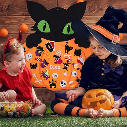 Halloween Craft Kit Diy Felt Cat Pumpkin Hanging Decoration 75 Pieces Kids - Image 3