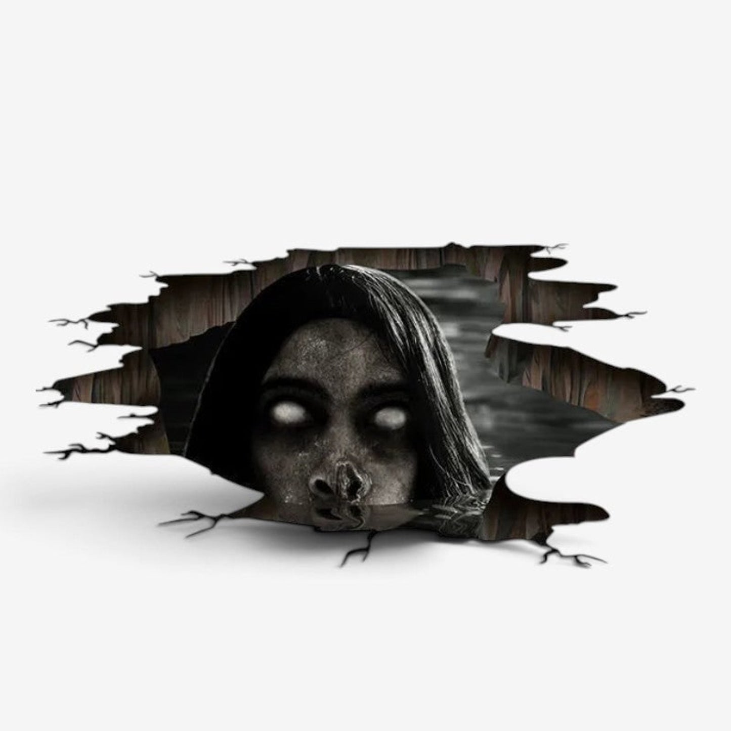 Halloween Decals 3D Wall Stickers Spooky Ghost Floor Decor Grayscale Blue - Image 1