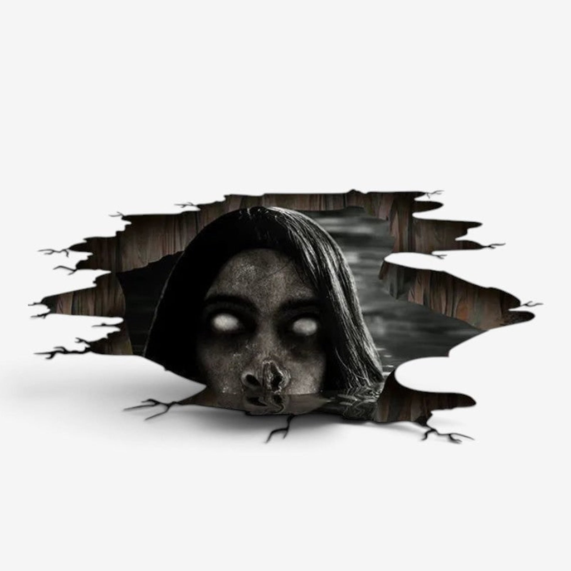 Halloween Decals 3D Wall Stickers Spooky Ghost Floor Decor Grayscale Blue - Image 1