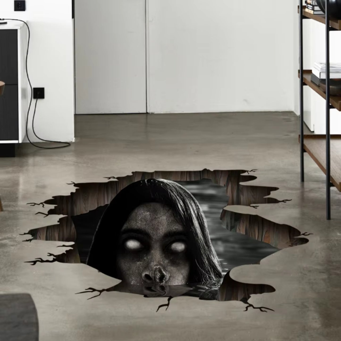 Halloween Decals 3D Wall Stickers Spooky Ghost Floor Decor Grayscale Blue - Image 5