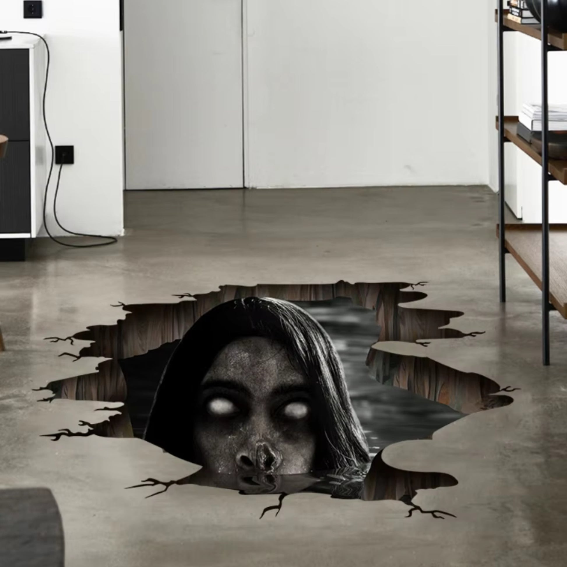 Halloween Decals 3D Wall Stickers Spooky Ghost Floor Decor Grayscale Blue - Image 5
