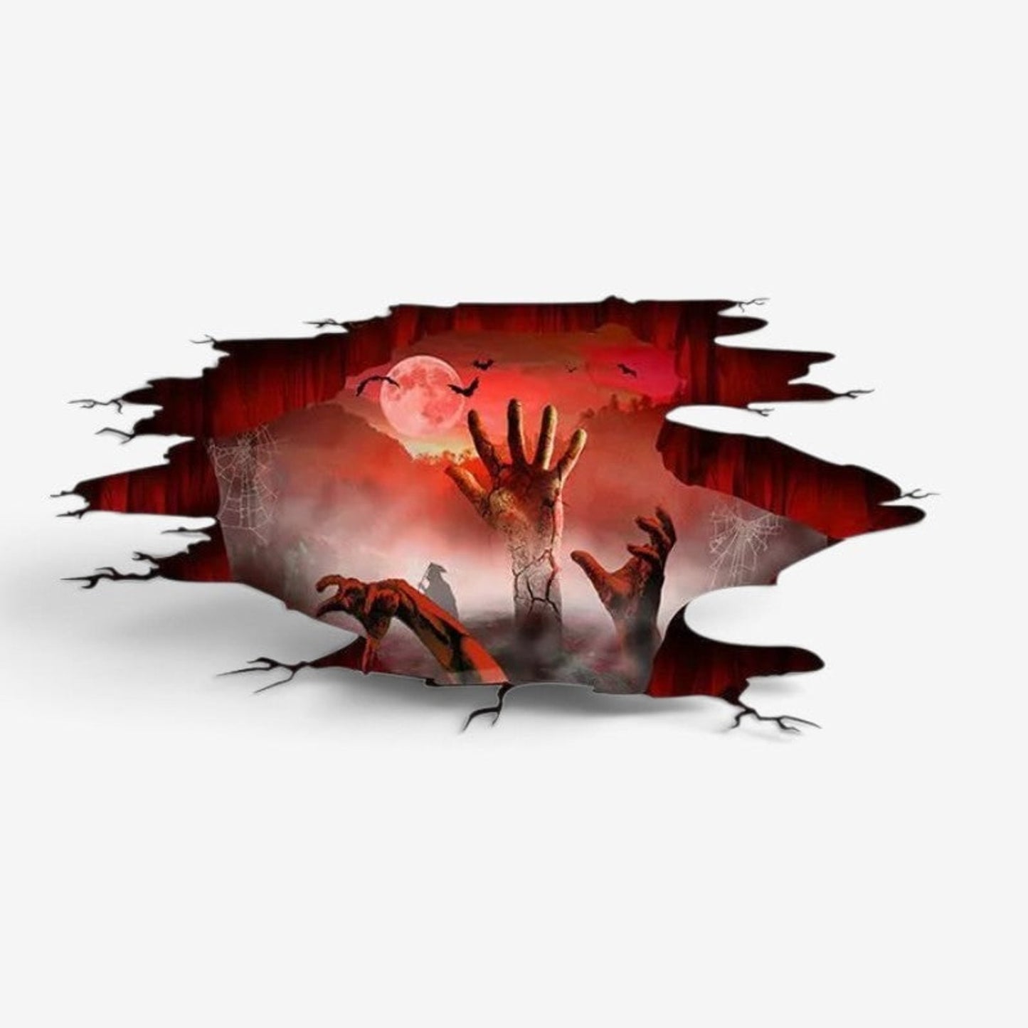 Halloween Decals 3D Wall Stickers Spooky Ghost Floor Decor Grayscale Blue - Image 2