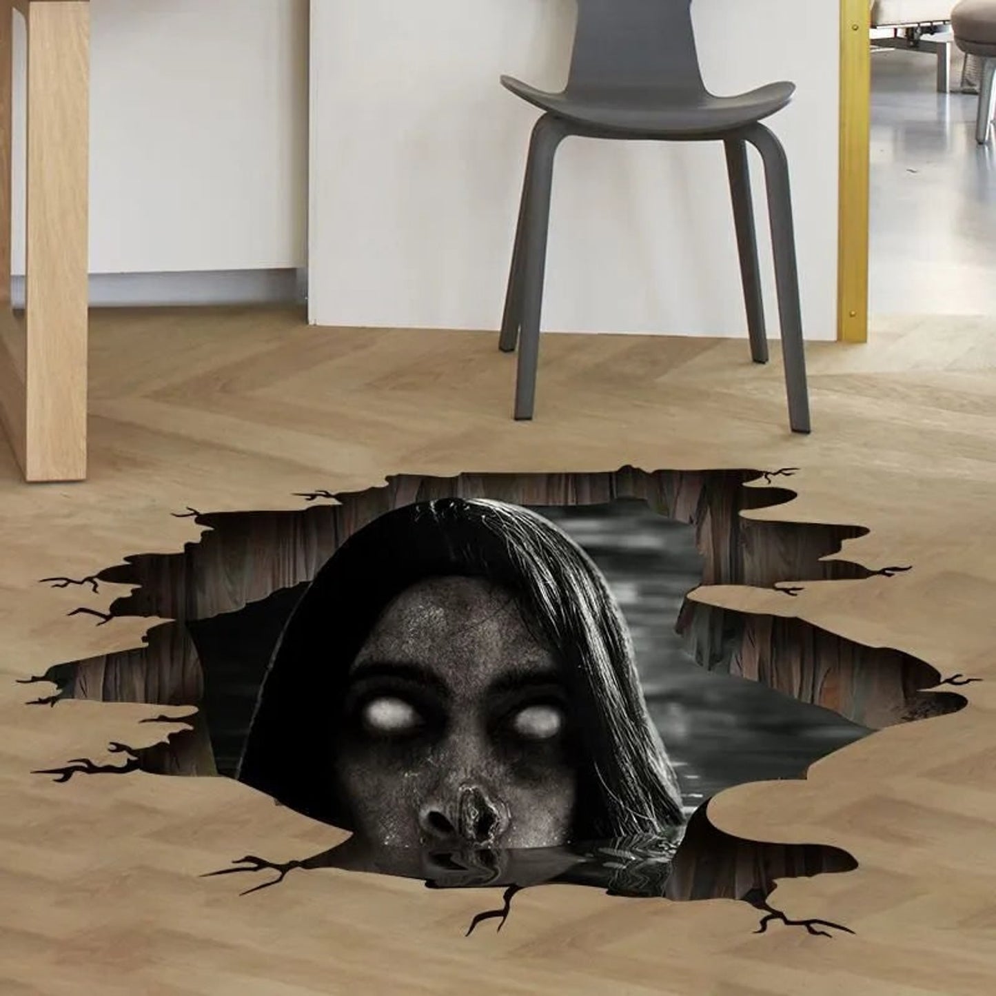 Halloween Decals 3D Wall Stickers Spooky Ghost Floor Decor Grayscale Blue - Image 4