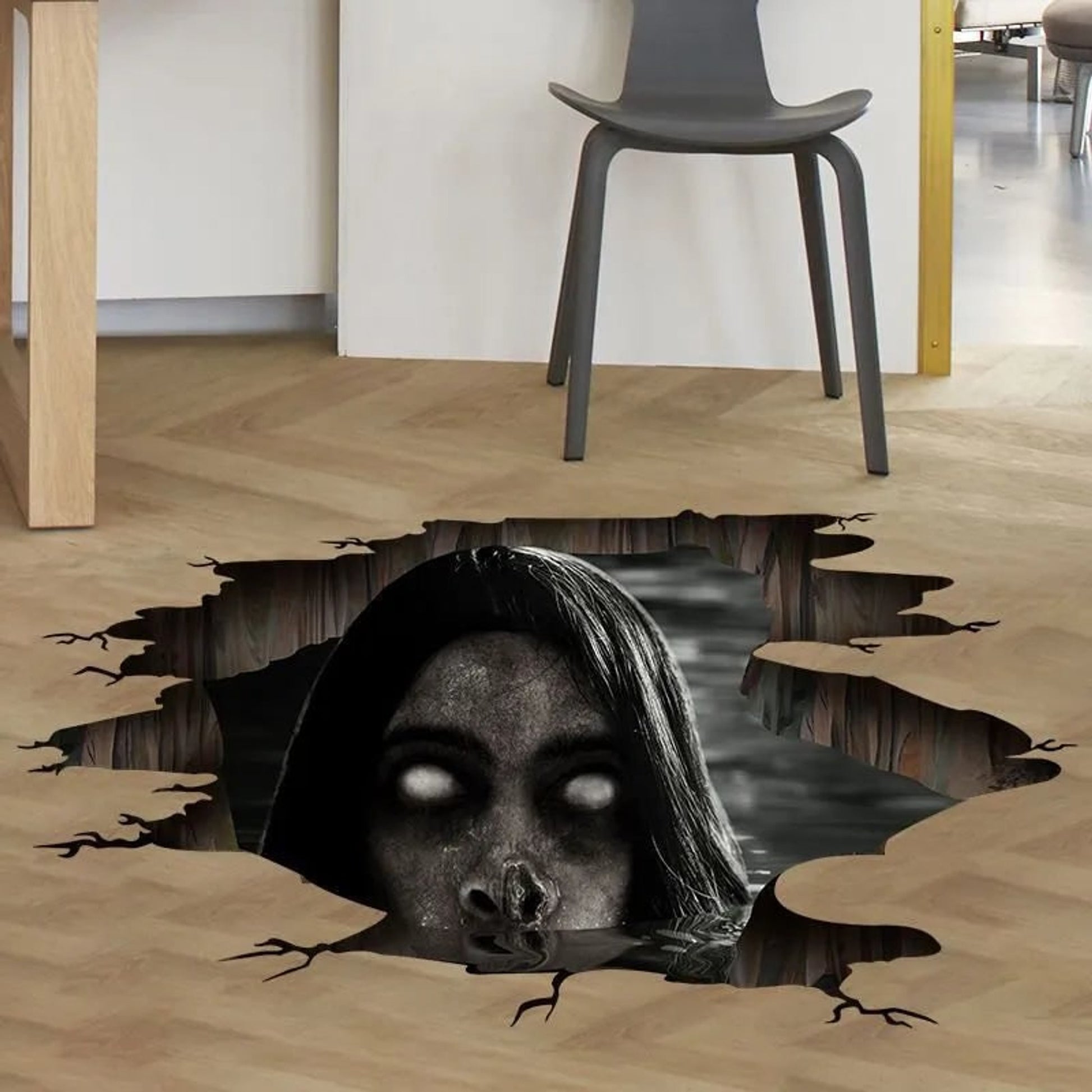 Halloween Decals 3D Wall Stickers Spooky Ghost Floor Decor Grayscale Blue - Image 4