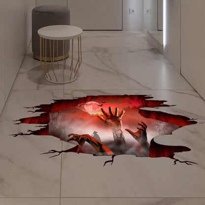 Halloween Decals 3D Wall Stickers Spooky Ghost Floor Decor Grayscale Blue - Image 6